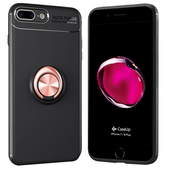 Apple iPhone 8 Plus CaseUp Finger Ring Holder Kılıf Siyah Rosegold 1